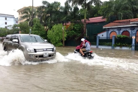 Mưa lớn gây ngập lụt ở Bắc Giang. (Ảnh: Văn Vĩnh/TTXVN)