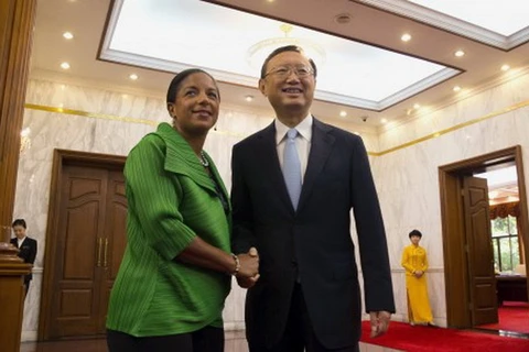 Cố vấn an ninh quốc gia chủ chốt của tổng thống Mỹ, bà Susan Rice và Ủy viên Quốc vụ Trung Quốc Dương Khiết Trì. (Nguồn: Reuters)