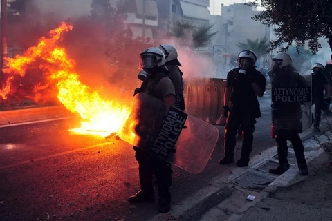Cảnh sát Hy Lạp. (Ảnh: AFP/TTXVN)