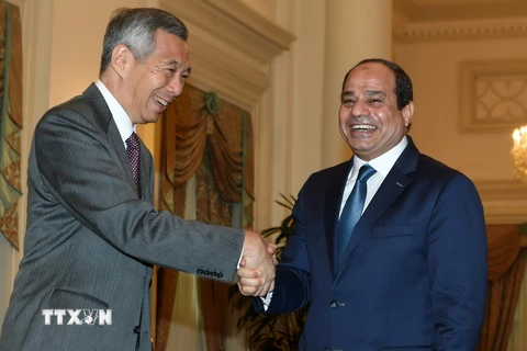 Thủ tướng Singapore Lý Hiển Long (trái) có cuộc gặp với Tổng thống Ai Cập Abdel Fattah al-Sisi. (Nguồn: AFP/TTXVN)