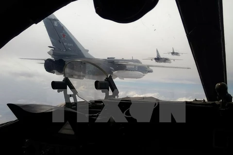 Máy bay ném bom Su-24 của Không quân Nga tham gia một cuộc tập trận. (Nguồn: AFP/TTXVN)