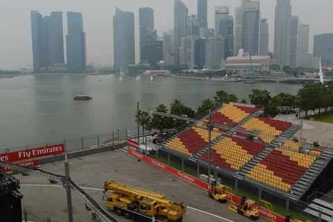 Singapore Grand Prix 2015 bị khói mù đe dọa. (Nguồn: Getty)