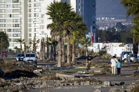 Cảnh tượng hoang tàn ở Chile sau trận động đất 8,3 độ Richter. (Nguồn: CCTVNews)