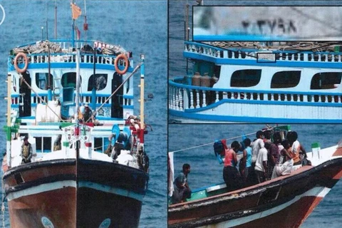 Chiếc tàu bị liên minh do Saudi Arabia đứng đầu chống phiến quân Houthi ở Yemen bắt giữ. (Nguồn: AP) 