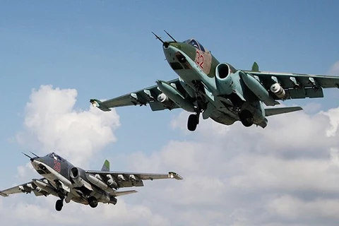 Chiến đấu cơ Su-25 của Nga tham gia không kích ở Syria. (Nguồn: RT)
