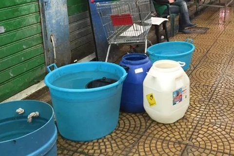Người dân Messina, miền Nam Italy, trữ nước bằng tất cả những gì có thể nhằm đối phó với tình trạng mất nước gần một tuần nay. (Nguồn: La Stampa)