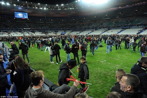 Các cổ động viên trên sân Stade de France hoang mang sau vụ tấn công khủng bố ở Paris. (Nguồn: ​BPI)