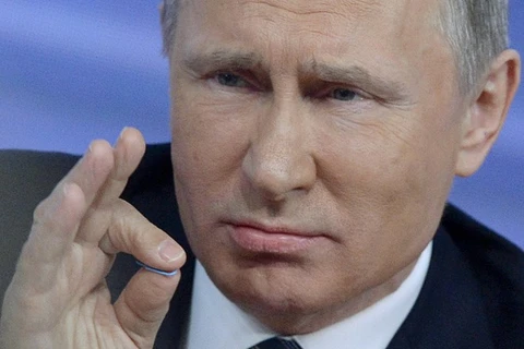 Tổng thống Nga Vladimir Putin tại cuộc họp báo. (Nguồn: AFP)