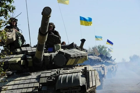 Xe tăng của quân đội Ukraine ở miền Đông. (Nguồn: AFP)