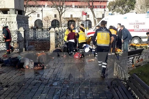 Hiện trường vụ đánh bom liều chết tại Istanbul. (Nguồn: AFP/TTXVN)