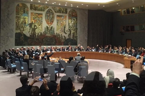 Cuộc họp của HĐBA LHQ về nghị quyết khôi phục hoà bình cho Syria (Ảnh: Hoàng Minh Nga/TTXVN)