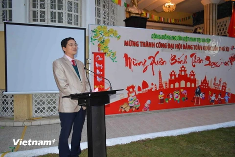 Đại sứ Việt Nam tại Ai Cập Đỗ Hoàng Long phát biểu cảm ơn các vị khách quốc tế. (Nguồn: Nguyễn Trường/Vietnam+)
