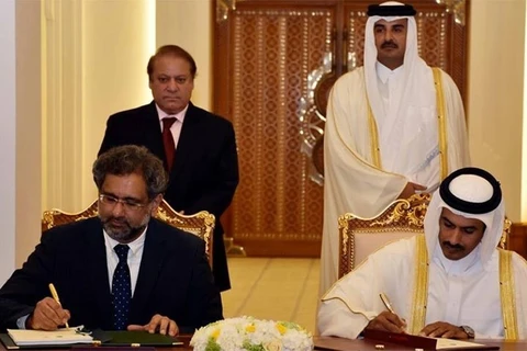 Thủ tướng Pakistan Nawaz Sharif tại lễ ký thỏa thuận cung cấp khí hóa lỏng. (Nguồn: PM House)