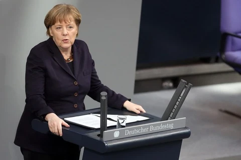 Thủ tướng Đức Angela Merkel phát biểu tại Quốc hội Đức. (Nguồn: AFP) 