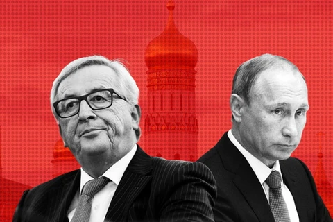 Tổng thống Nga Vladimir Putin (phải) và Chủ tịch Ủy ban Châu Âu Jean Claude Juncker. (Nguồn: Getty)