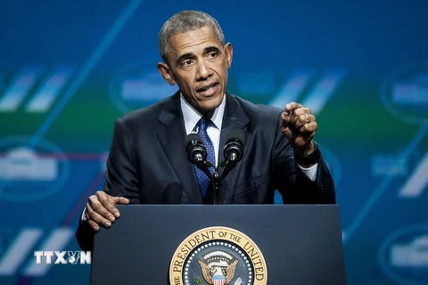 Tổng thống Mỹ Barack Obama phát biểu tại thủ đô Washington ngày 14/6. (Nguồn: EPA/TTXVN)