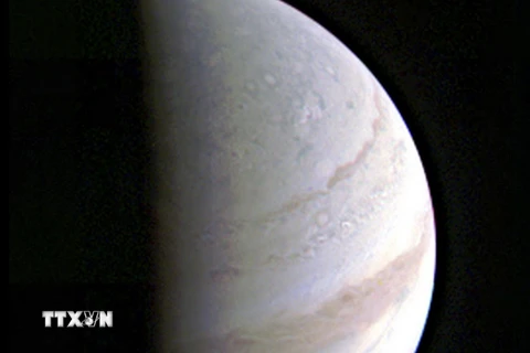 Hình ảnh bề mặt Sao Mộc do tàu thăm dò Juno chụp gửi về ngày 27/8. (Nguồn: EPA/TTXVN) 