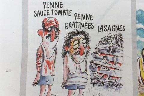 Bức tranh biếm họa gây tranh cãi của Tạp chí Charlie Hebdo. (Nguồn: CNN)