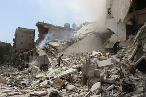 Cảnh đổ nát tại Aleppo ngày 27/8. (Nguồn: AFP/TTXVN) 