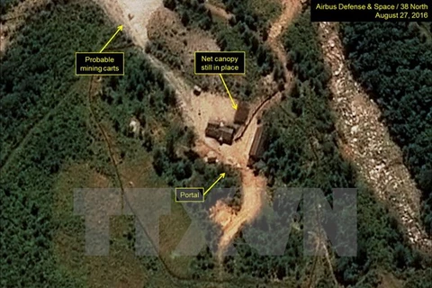 Bãi thử hạt nhân Punggye-ri tại miền đông bắc Triều Tiên. (Nguồn: Yonhap/TTXVN)