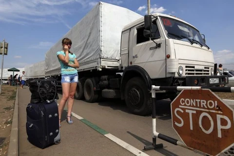 Một điểm kiểm soát trên đường biên giới Nga-Ukraine. (Ảnh Reuters)
