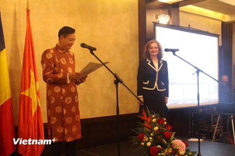 Đại sứ Trần Thành Công phát biểu tại buổi lễ. (Nguồn: Vietnam+)