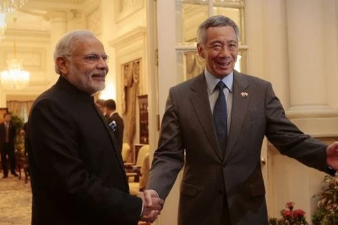 Thủ tướng Singapore Lý Hiển Long và Thủ tướng Ấn Độ Modi. (Nguồn: channelnewsasia.com)