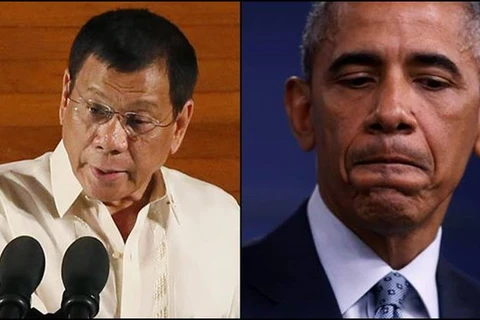Tổng thống Philippines Rodrigo Duterte (trái) có nhiều phát biểu khó nghe nhằm vào người đồng cấp Mỹ Obama. (Nguồn: indianexpress.com)