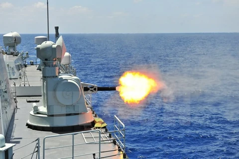 Tàu hải quân Nga trong một tập trận trên Địa Trung Hải. (Nguồn: THX/TTXVN)
