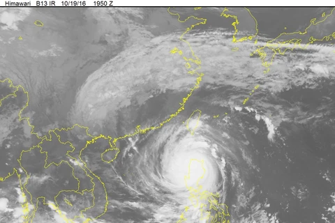 Ảnh mây vệ tinh về cơn bão Haima. (Nguồn: nchmf.gov.vn)