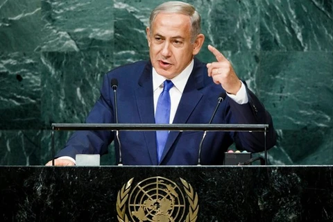 Thủ tướng Israel Benjamin Netanyahu phát biểu trước Đại hội đồng Liên hợp quốc ngày 22/9. (Nguồn: EPA) 