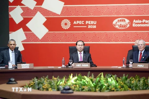 Chủ tịch nước Trần Đại Quang dự Hội nghị các nhà lãnh đạo APEC. (Ảnh: Nhan Sáng/TTXVN)