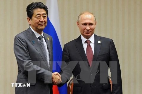Thủ tướng Nhật Bản Shinzo Abe hội đàm với Tổng thống Nga Vladimir Putin. (Nguồn: EPA/TTXVN)