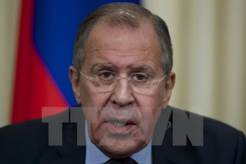 Ngoại trưởng Nga Sergei Lavrov trong cuộc họp báo ở thủ đô Moskva ngày 28/10 vừa qua. (Ảnh: AP/TTXVN)