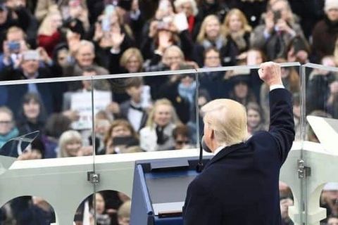 Tổng thống Mỹ Donald Trump tại lễ tuyên thệ nhậm chức. (Nguồn: USA Today)