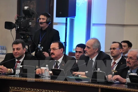Phái đoàn chính phủ Syria tại buổi hòa đàm ở Astana ngày 23/1. (Nguồn: THX/TTXVN)