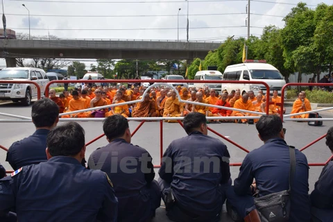 Đền Dhammakya ở tỉnh Pathum Thani đang là tâm điểm của cuộc đối đầu giữa nhà chức trách Thái Lan và các giáo đồ của giáo phái Dhammakaya. (Ảnh: Sơn Nam/Vietnam+)