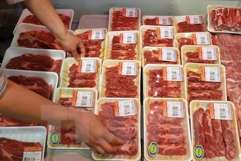 Thịt bò Australia được bày bán tại một siêu thị. (Nguồn: AFP/TTXVN)