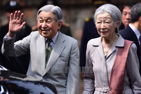 Nhà vua và Hoàng hậu Nhật Bản đến thăm Di tích lịch sử Văn Miếu - Quốc Tử Giám. (Ảnh: Minh Sơn/Vietnam+)