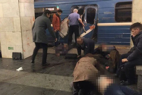 Hiện trường vụ tấn công khủng bố ở St. Peterburg. (Nguồn: Mirror)