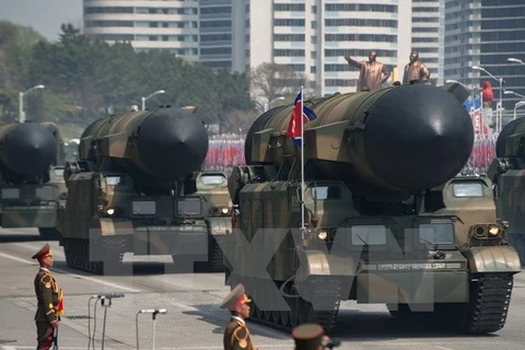Triều Tiên giới thiệu tên lửa đạn đạo phóng từ tàu ngầm. (Nguồn: AFP/TTXVN)