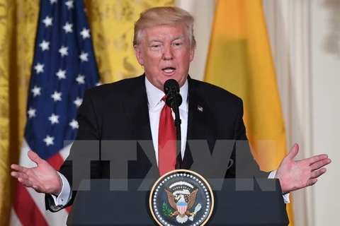 Tổng thống Mỹ Donald Trump tại cuộc họp báo ở Washington, DC. (Nguồn: AFP/TTXVN)