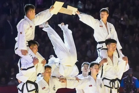 Các vận động viên Taekwondo của Triều Tiên. (Nguồn: Yonhap)