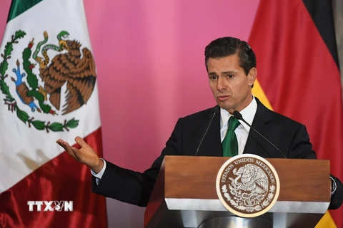 Tổng thống Mexico Enrique Pena Nieto trong bài phát biểu tại Mexico City ngày 9/6. AFP/TTXVN 