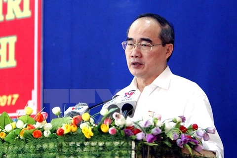 Bí thư Thành ủy Thành phố Hồ Chí Minh Nguyễn Thiện Nhân. (Ảnh: Hoàng Hải/TTXVN)