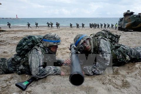 Các binh sỹ Hàn Quốc tham gia một cuộc tập trận. (Nguồn: EPA/TTXVN)