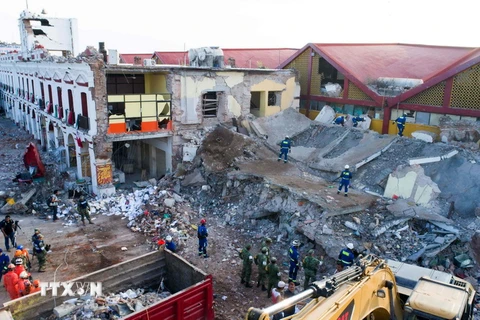 Cảnh đổ nát sau trận động đất ở Juchitan de Zaragoza, ngày 9/9. (Nguồn: AFP/TTXVN) 