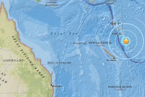Trận động đất ở Vanuatu. (Nguồn: US Geological Survey)