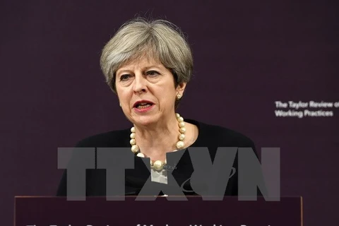 Thủ tướng Anh Theresa May trong bài phát biểu tại London ngày 11/7. (Nguồn: EPA/TTXVN)