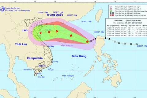 Chùm ảnh đường đi và vị trí cơn bão. (Nguồn: nchmf.gov.vn)